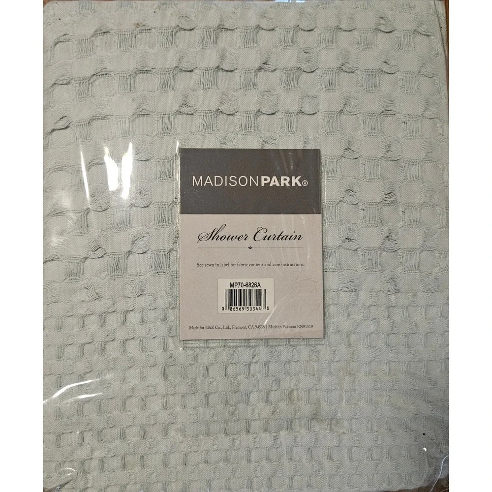 Madison Park Arlo Seafoam Green 100% Cotton Shower Curtain 72x72